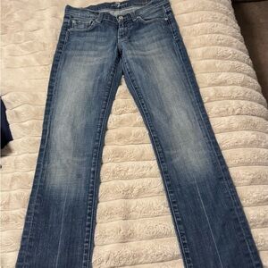 7 For All Mankind Women's Straight Leg Jeans in Faded Blue